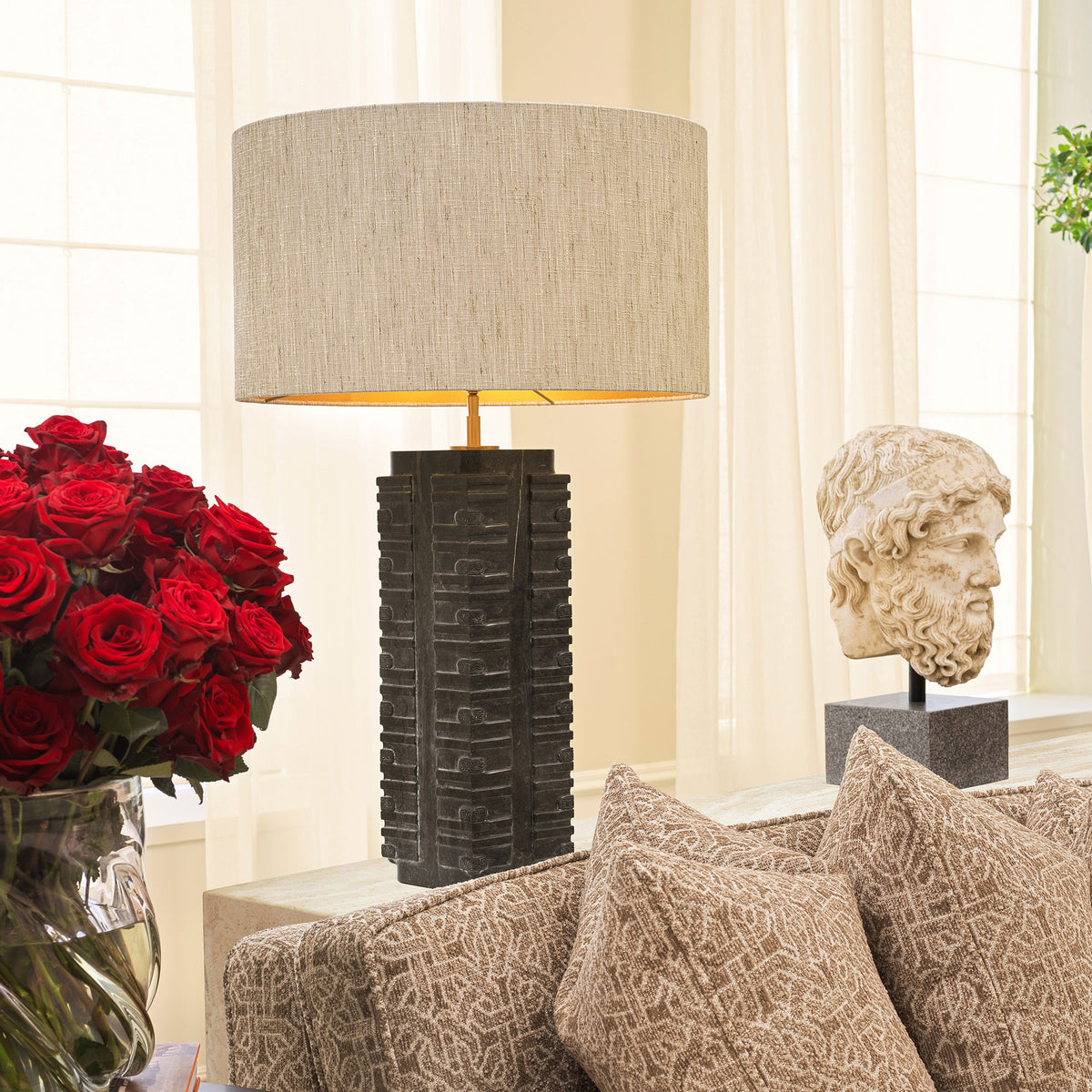 Lampe de table design en dark gris marble | Eichholtz Cong