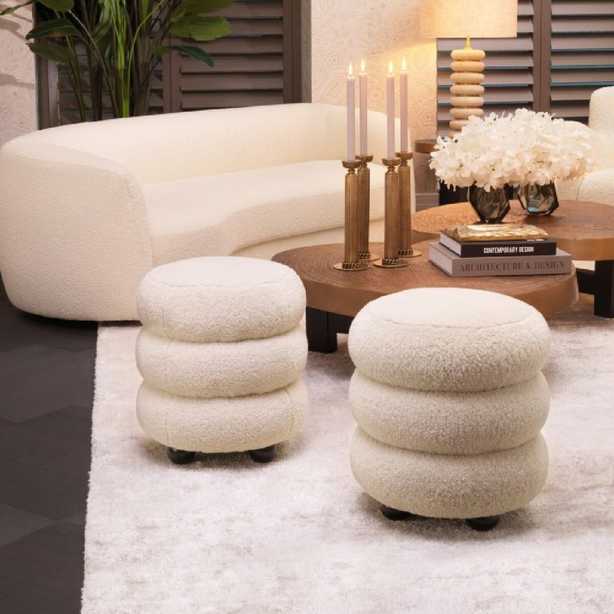 Pouf molletonné crème | Eichholtz Tulum | REMO-HOME, mobilier et décoration d'intérieur