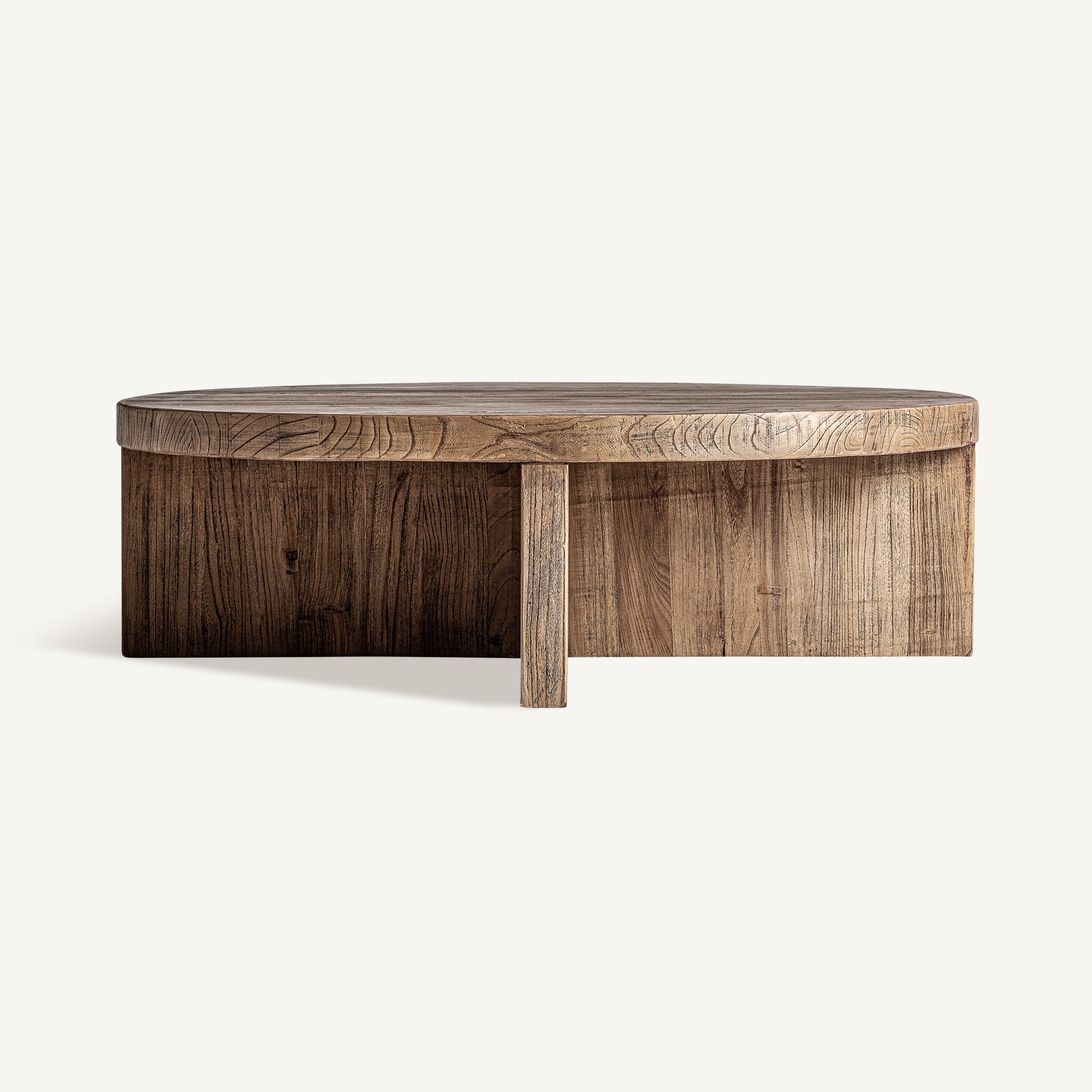 Table basse ronde en bois d'orme brun | VICAL Norvik | REMO-HOME, mobilier design et décoration d'intérieur