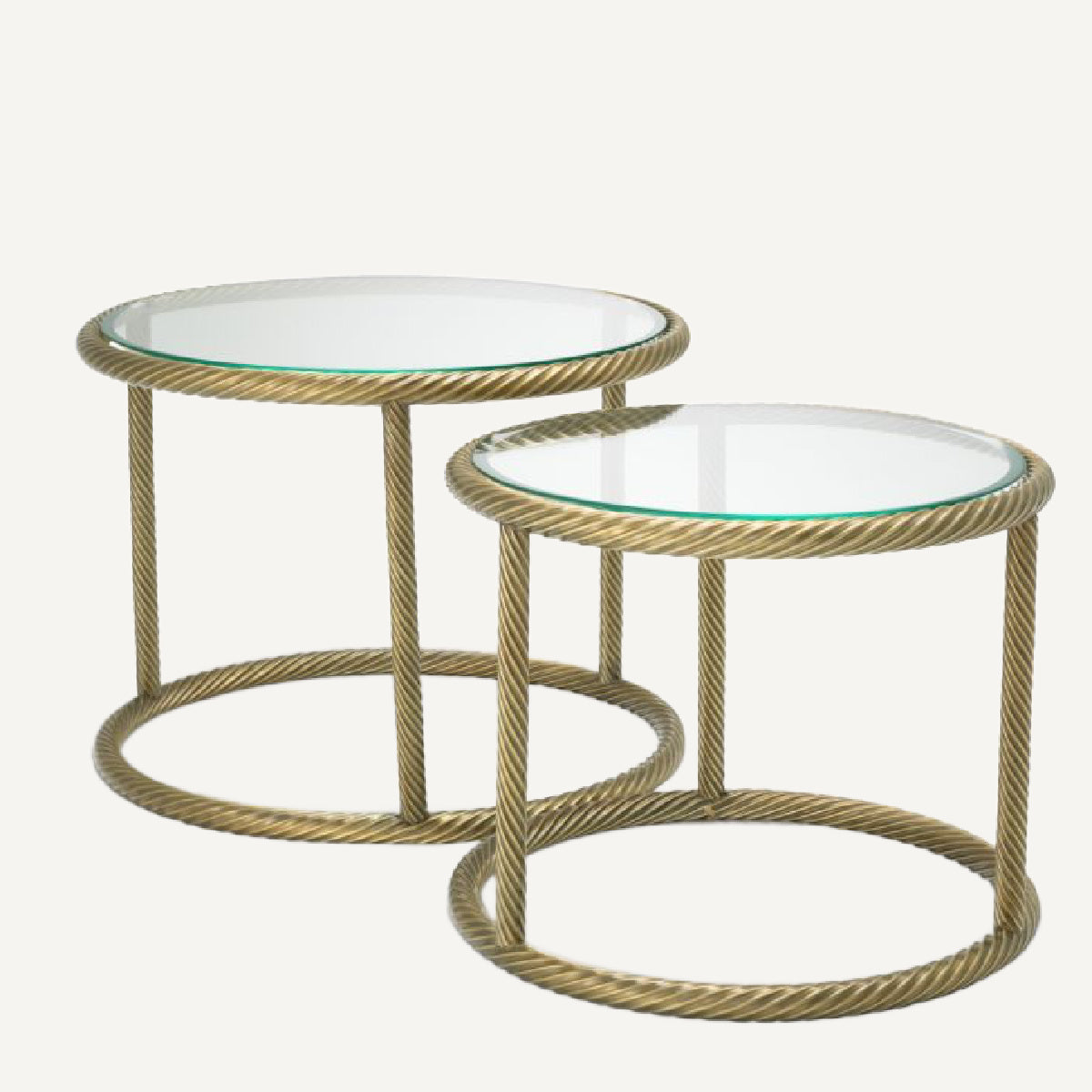Table d'appoint dorée en verre transparent (lot de 2) | Eichholtz Addison | REMO-HOME, mobilier et décoration d'intérieur
