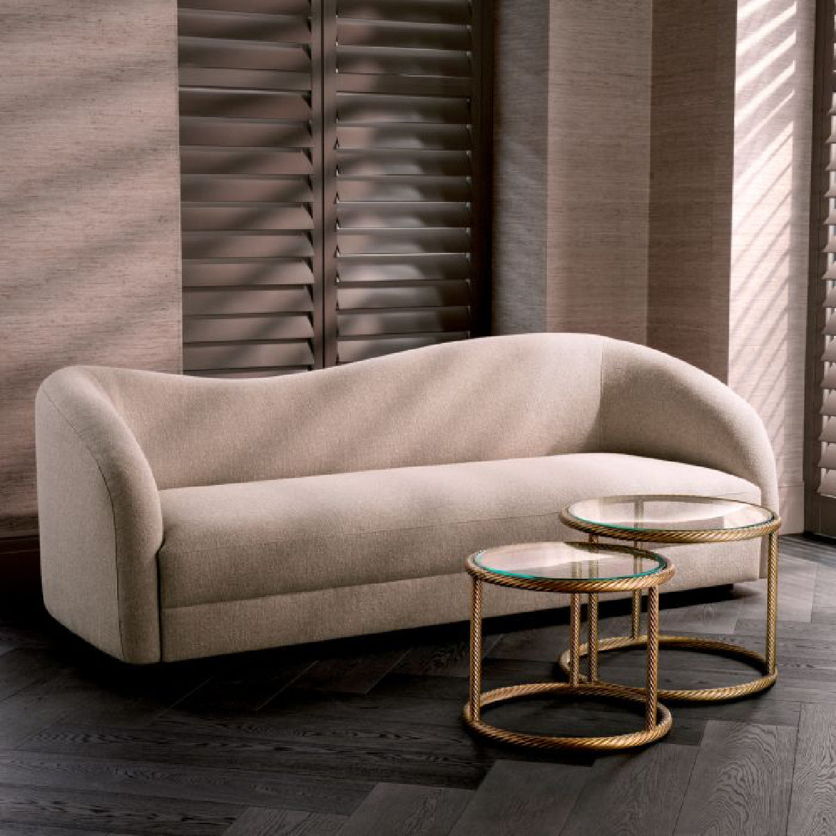 Table d'appoint dorée en verre transparent (lot de 2) | Eichholtz Addison | REMO-HOME, mobilier et décoration d'intérieur