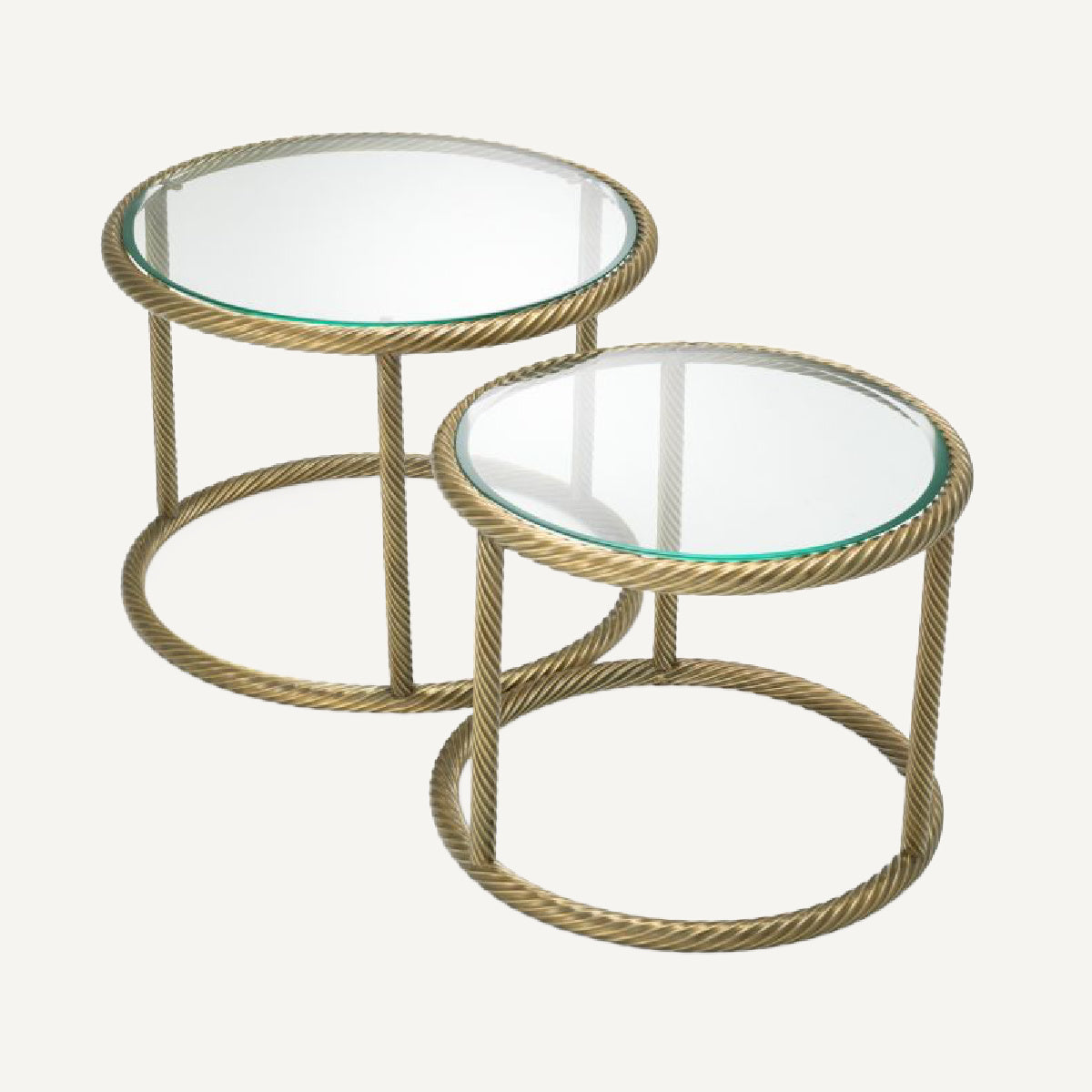 Table d'appoint dorée en verre transparent (lot de 2) | Eichholtz Addison | REMO-HOME, mobilier et décoration d'intérieur