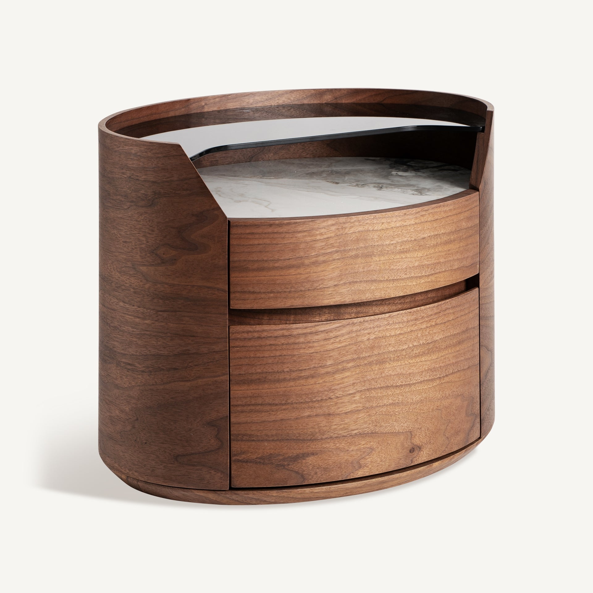 Table de chevet bois verre céramique blanc | VICAL Lecco | REMO-HOME, mobilier design et décoration d'intérieur