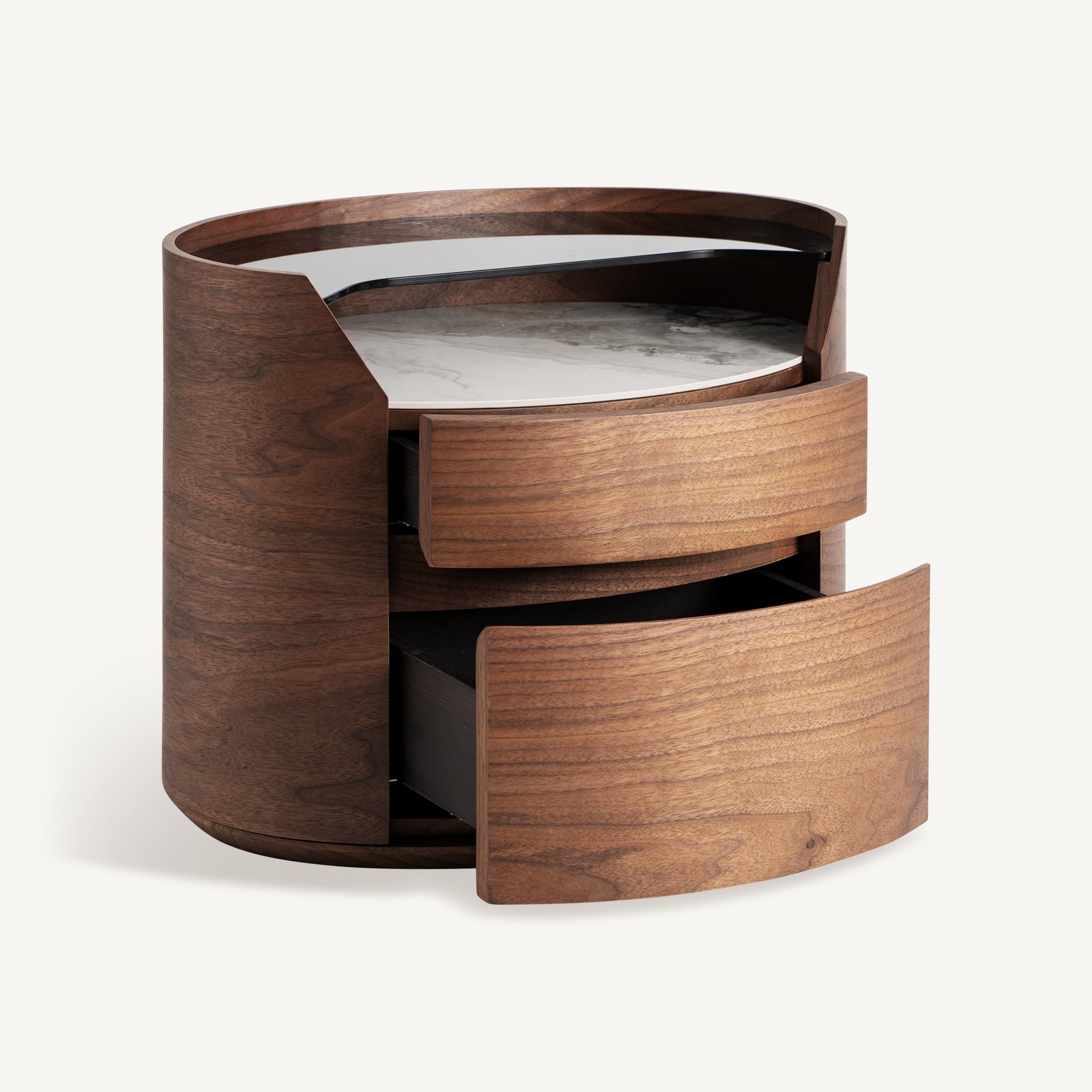 Table de chevet bois verre céramique blanc | VICAL Lecco | REMO-HOME, mobilier design et décoration d'intérieur