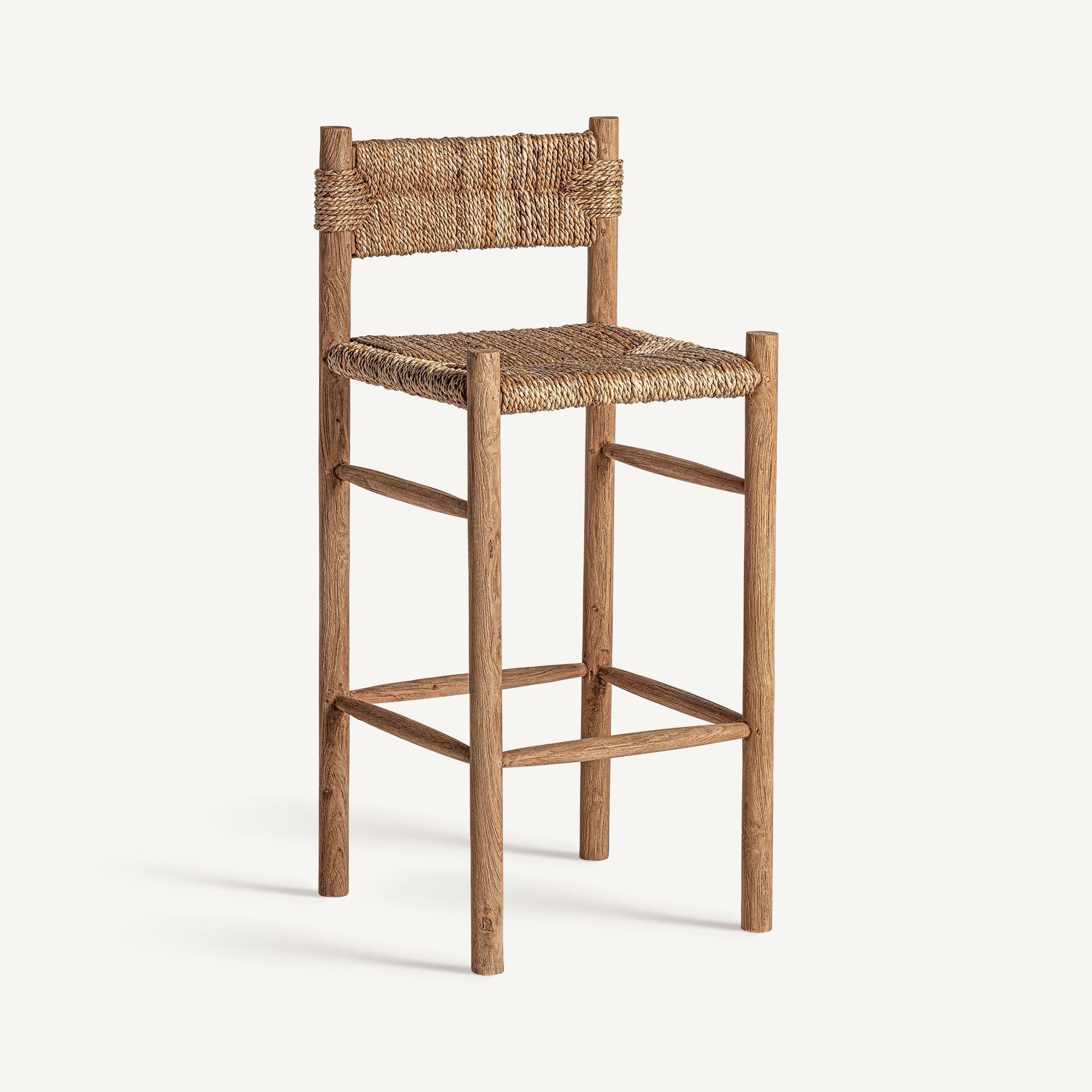 Tabouret de bar bois de teck et fibre naturelle | VICAL Voghera | REMO-HOME, mobilier design et décoration d'intérieur