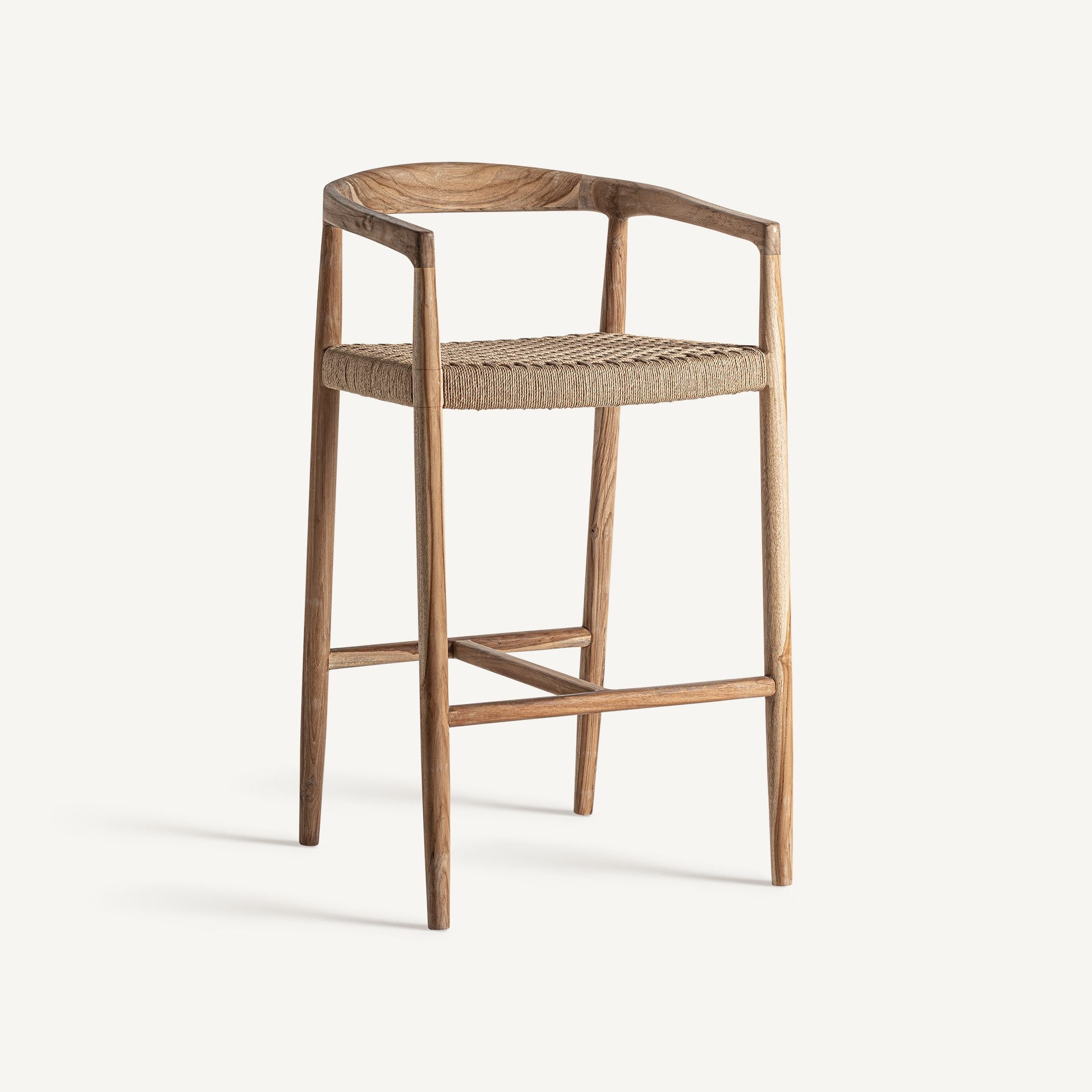 Tabouret de bar large teck et fibre naturelle  | VICAL Caen | REMO-HOME, mobilier design et décoration d'intérieur