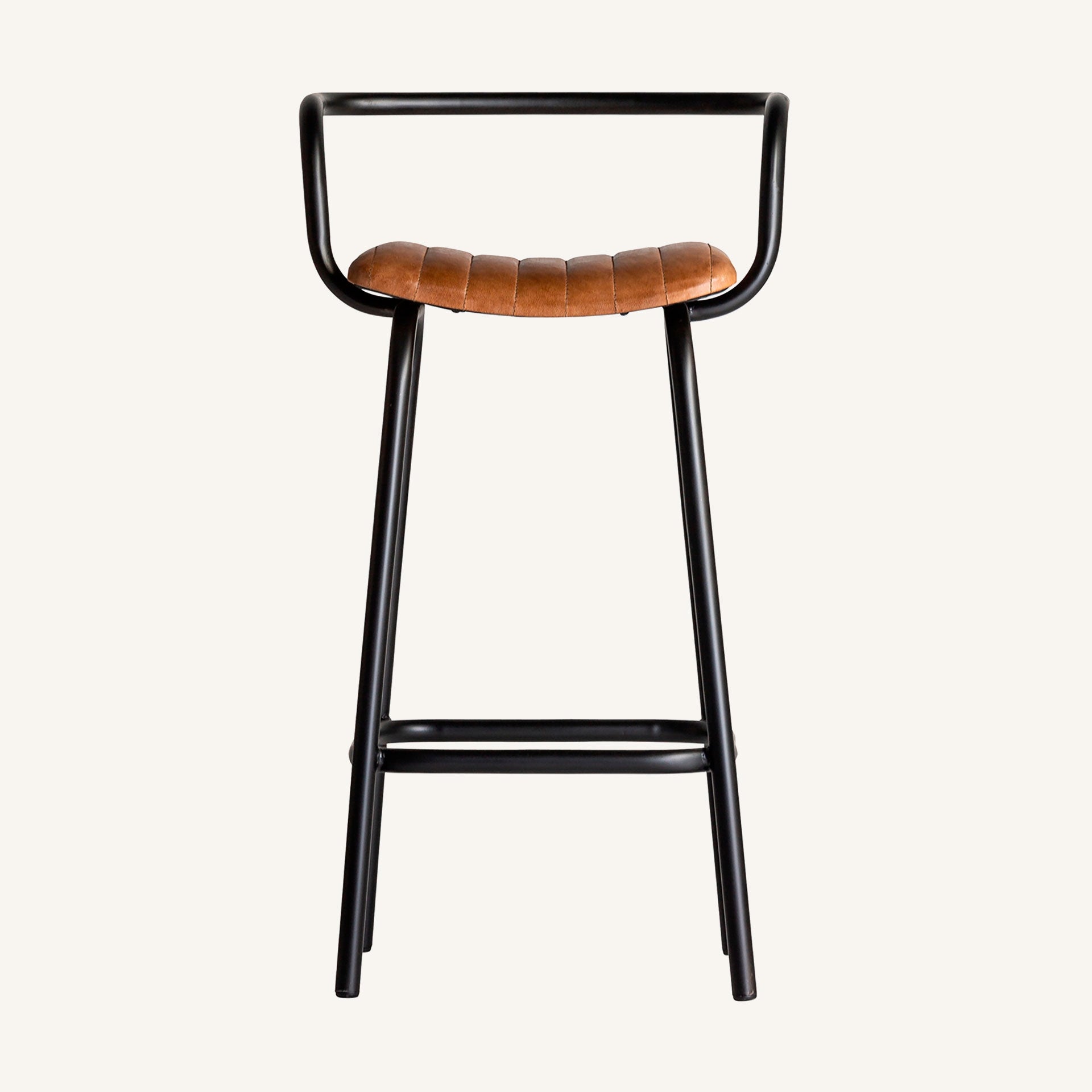 Tabouret de bar pliant fer noir et assise cuir marron | VICAL Chadron | REMO-HOME, mobilier design et décoration d'intérieur