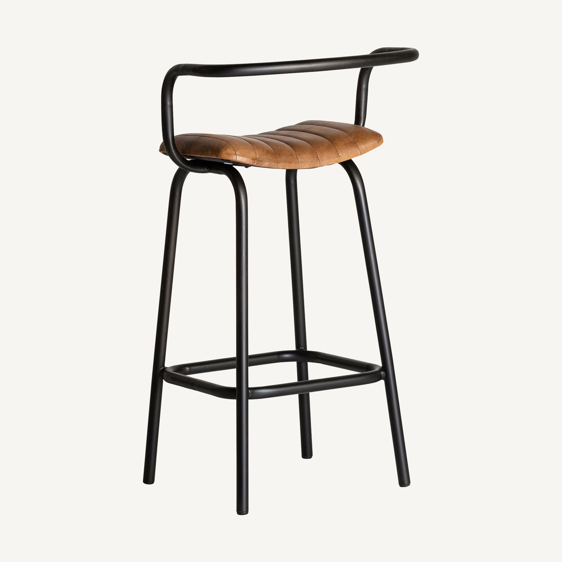 Tabouret de bar pliant fer noir et assise cuir marron | VICAL Chadron | REMO-HOME, mobilier design et décoration d'intérieur