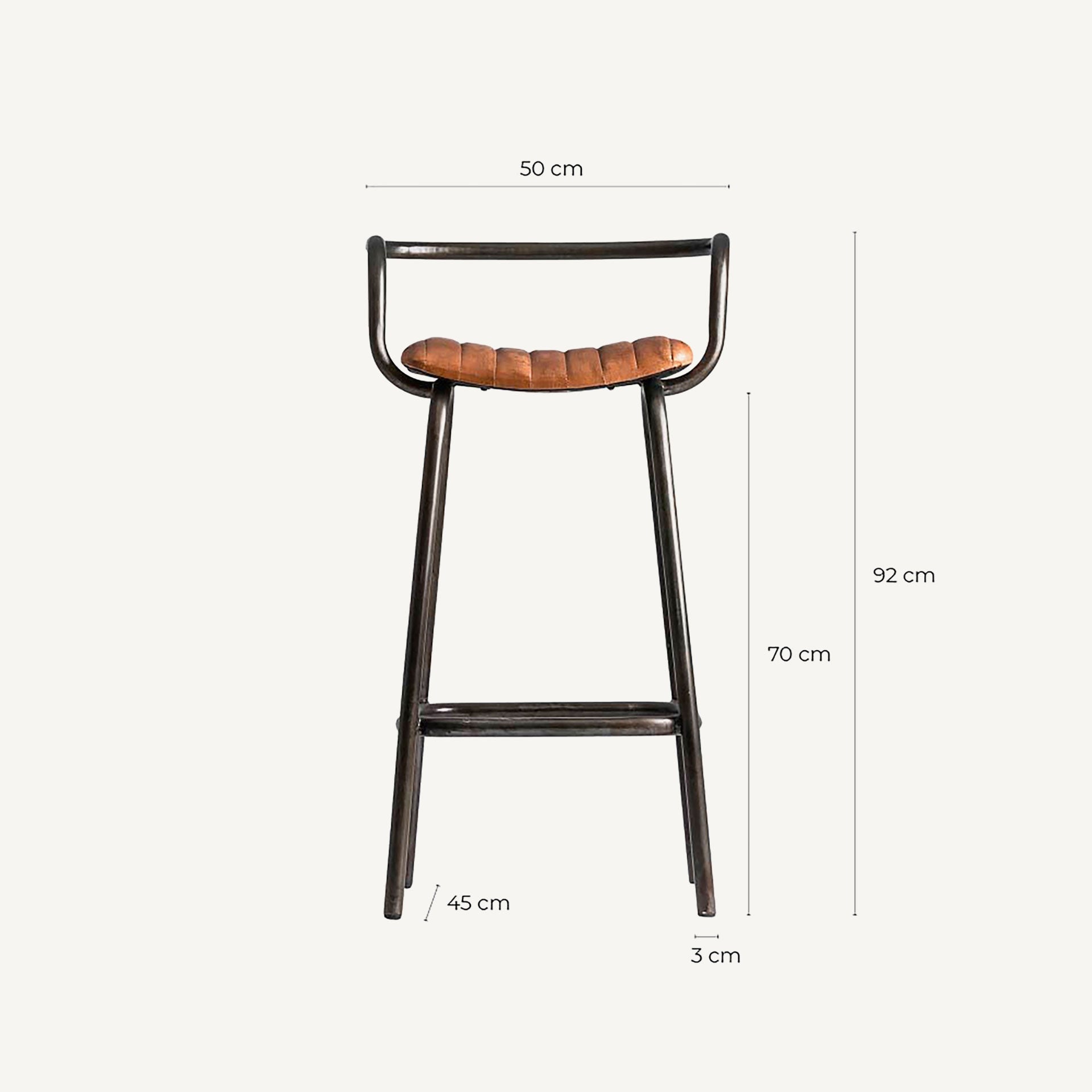 Tabouret de bar pliant fer noir et assise cuir marron | VICAL Chadron | REMO-HOME, mobilier design et décoration d'intérieur