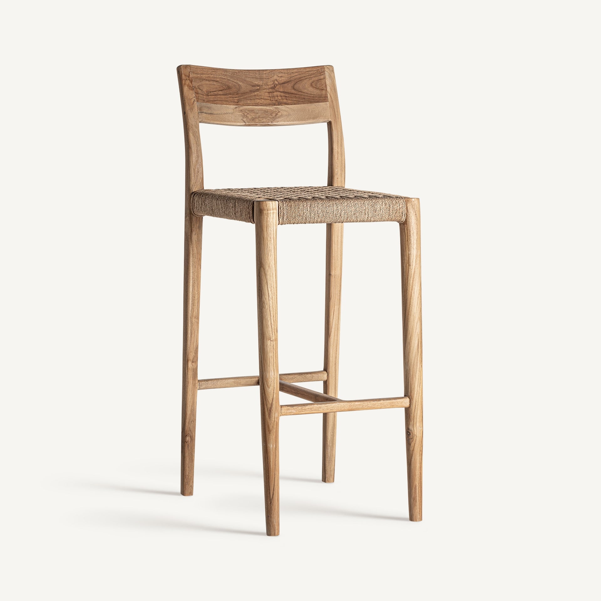 Tabouret de bar teck massif et tressage naturel | VICAL Caen | REMO-HOME, mobilier design et décoration d'intérieur
