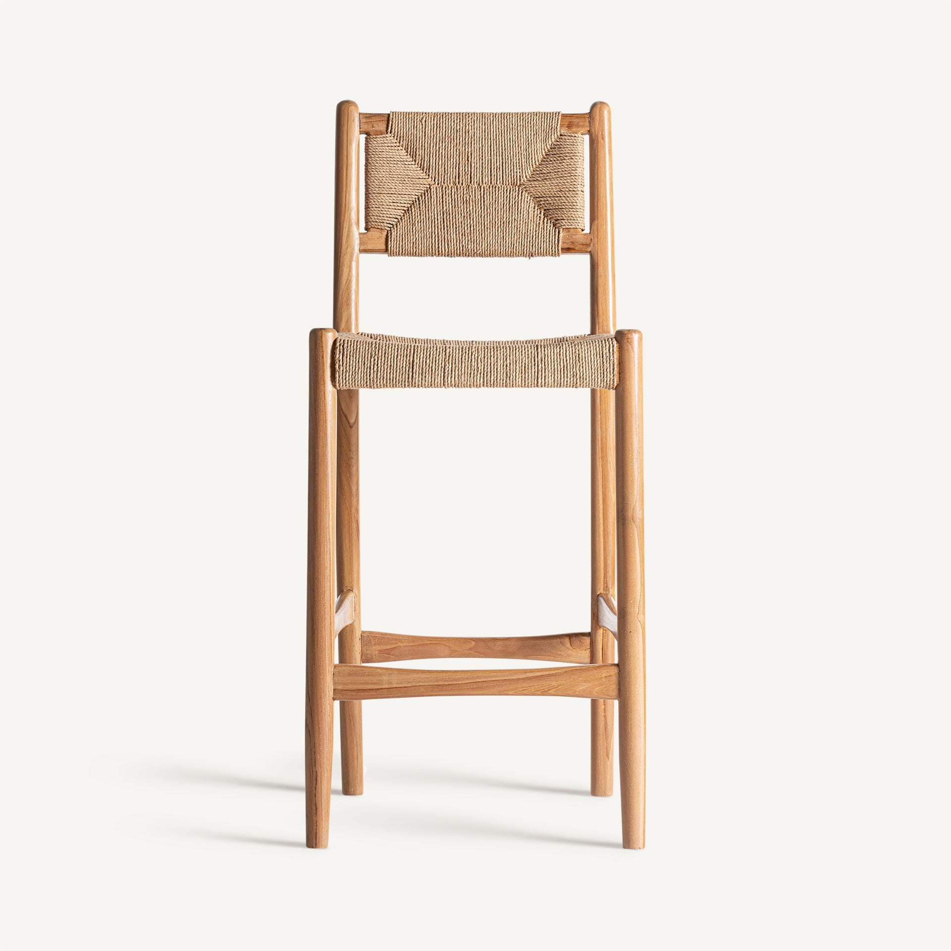 Tabouret de bar teck naturel et assise chanvre | VICAL Agia | REMO-HOME, mobilier design et décoration d'intérieur