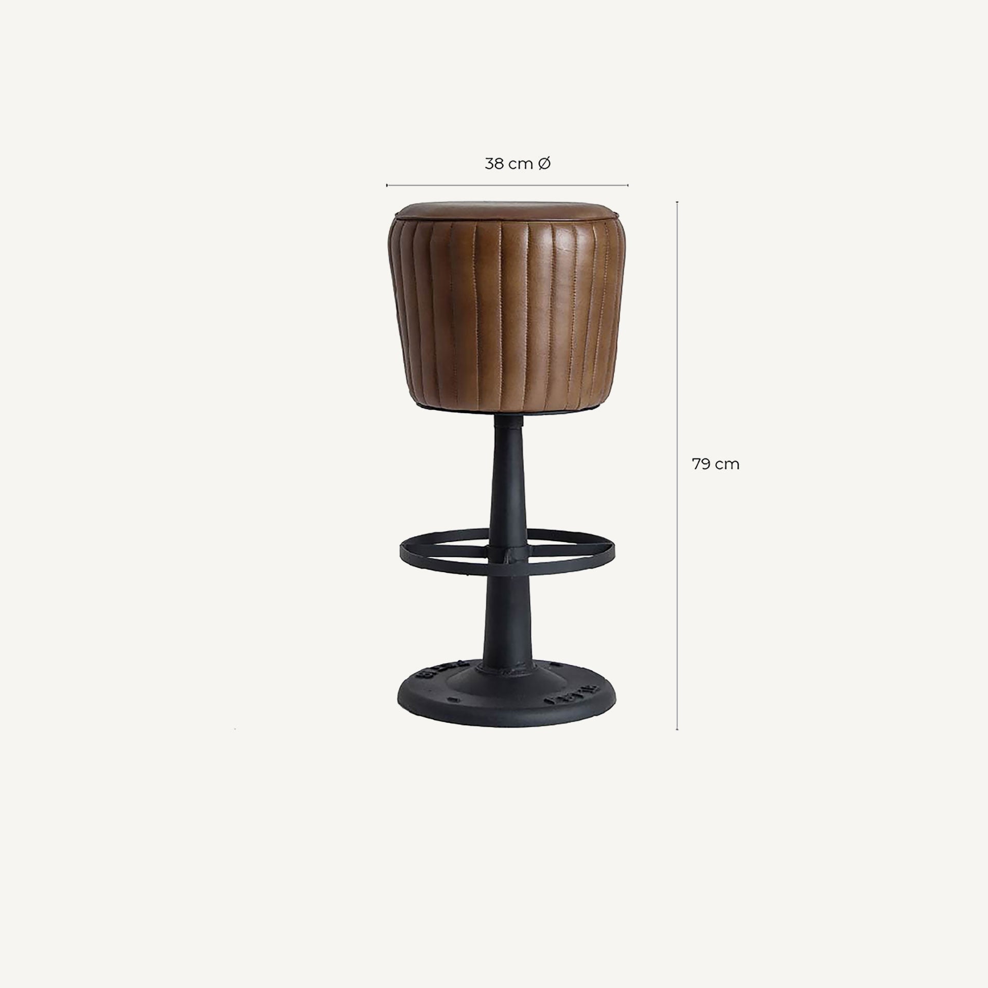 Tabouret haut industriel métal et cuir marron | VICAL Seney | REMO-HOME, mobilier design et décoration d'intérieur