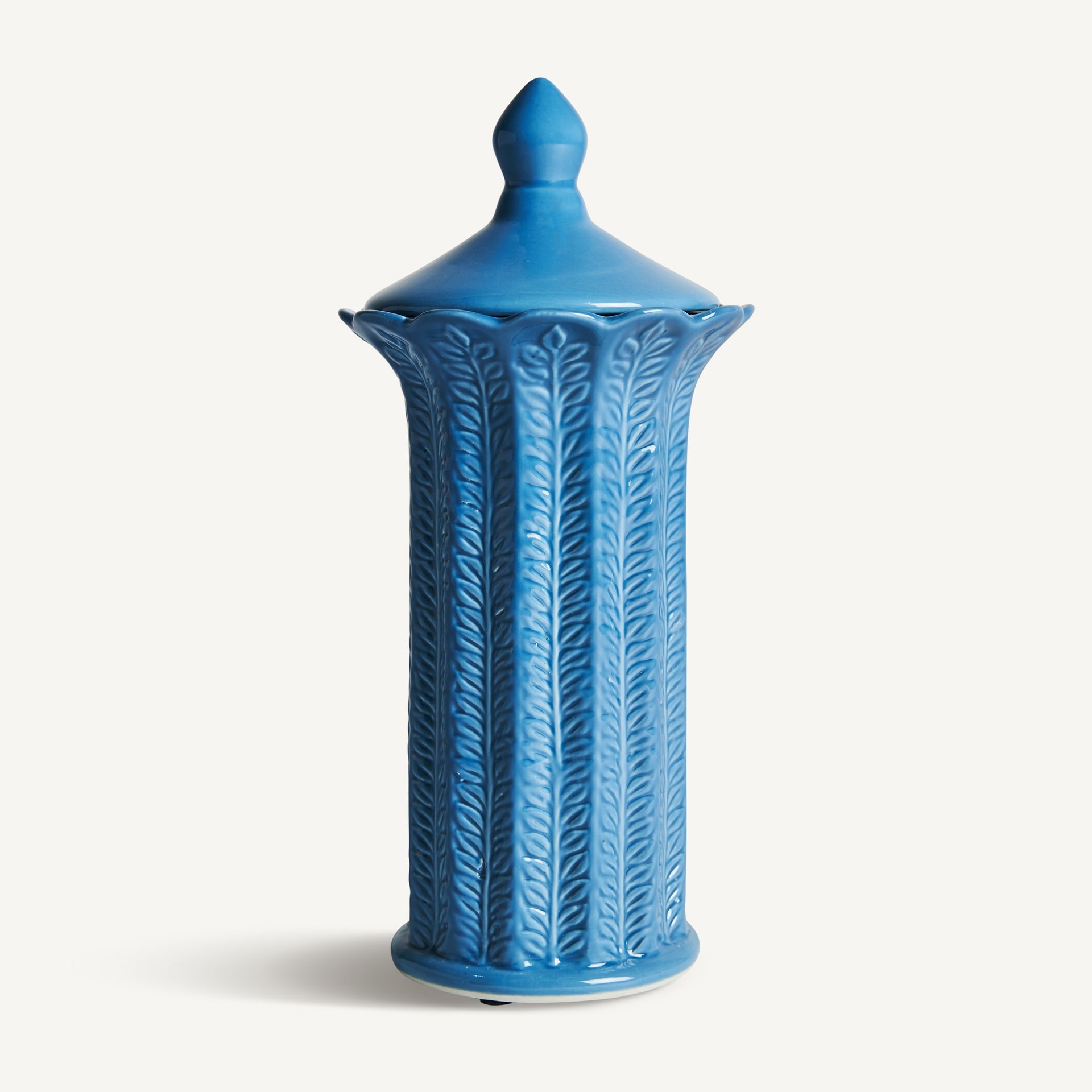 Vase céramique bleu motifs feuilles 34 cm | VICAL Zaea | REMO-HOME, mobilier design et décoration d'intérieur