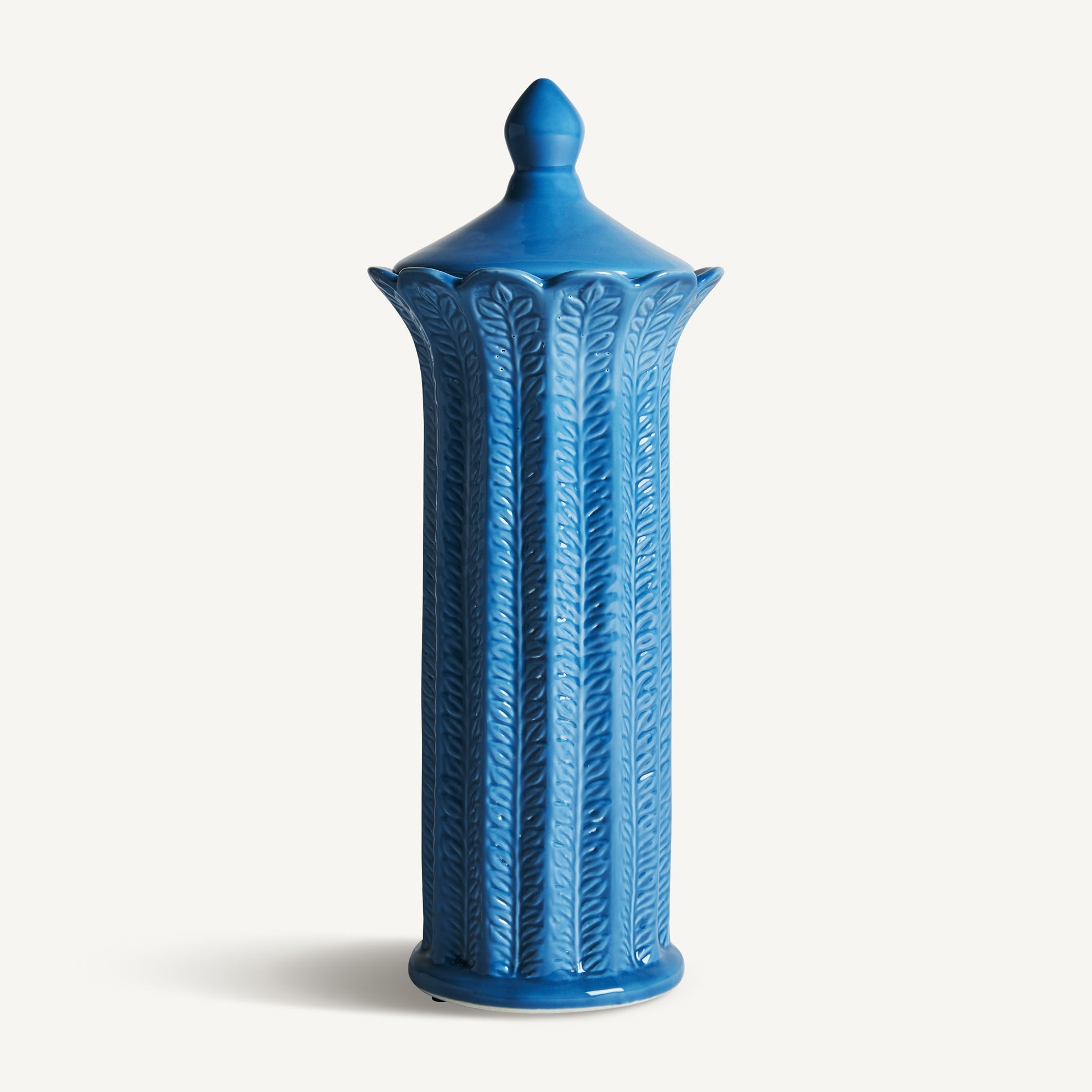 Vase céramique bleu motifs feuilles 40 cm | VICAL Zaea | REMO-HOME, mobilier design et décoration d'intérieur