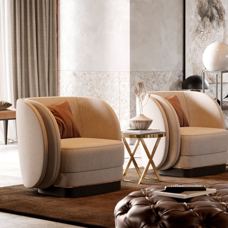 Fauteuil en tissu beige | Laskasas Ambrose