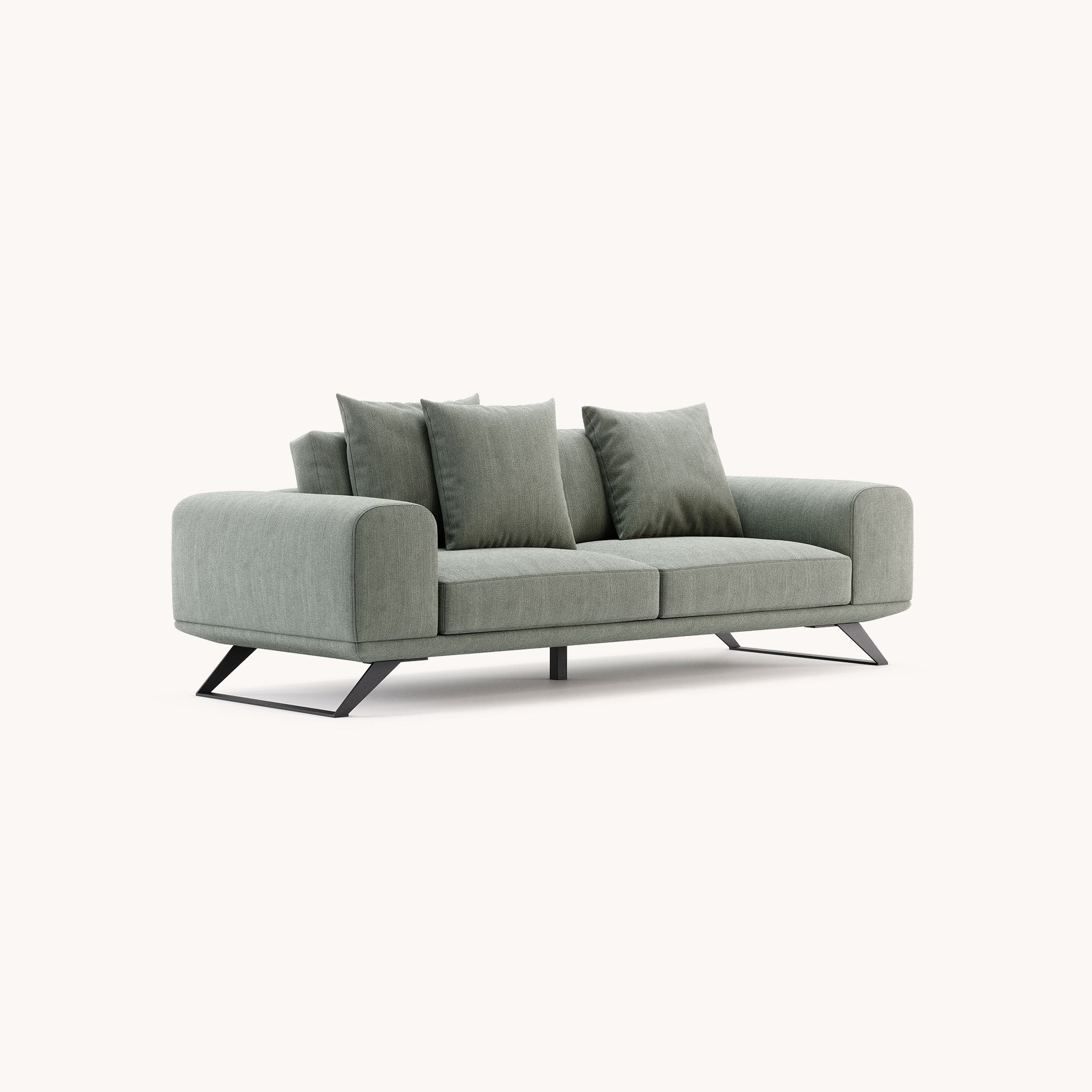 Canapé droit 3 places en tissu vert amande | Domkapa Aniston