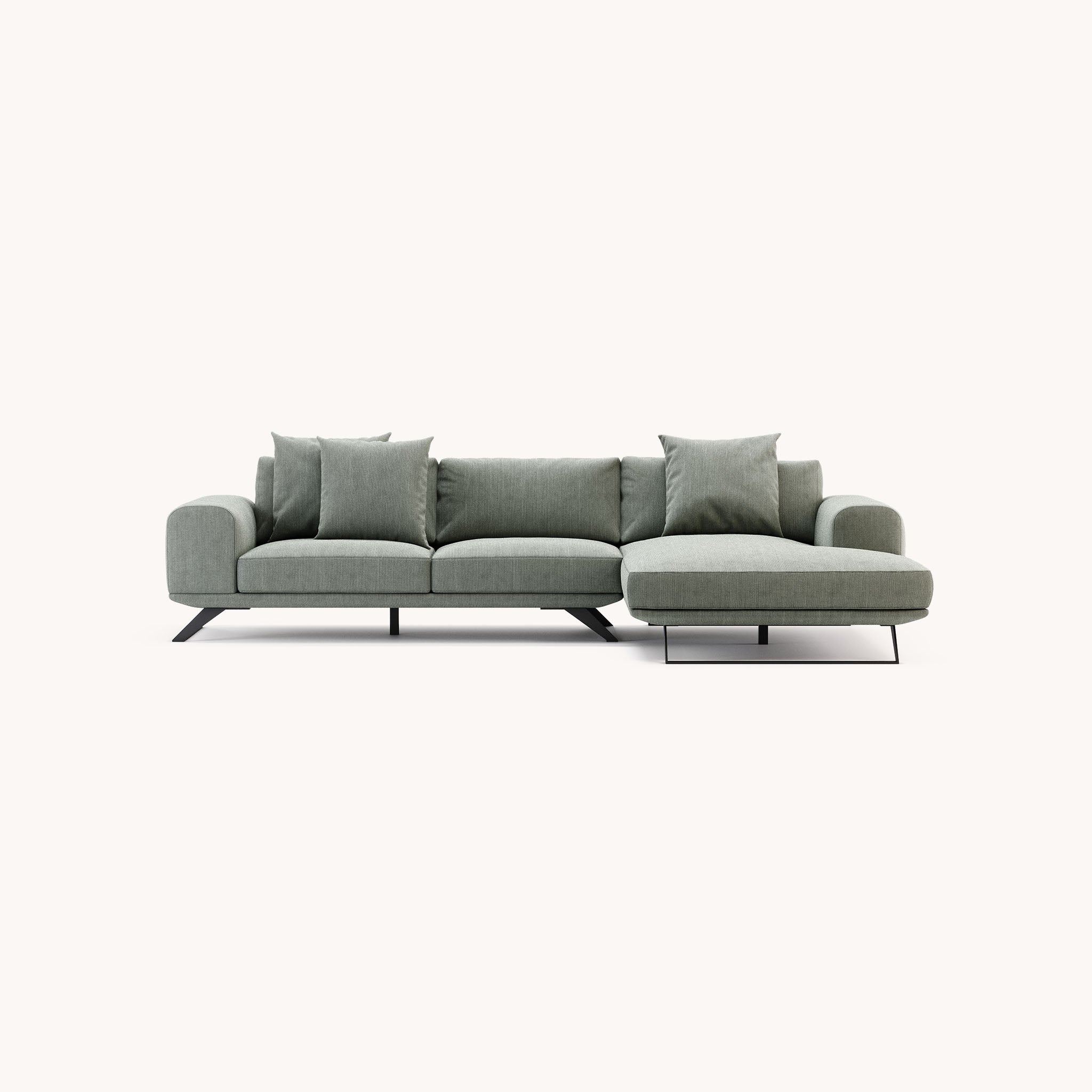 Canapé d'angle 3-4 places en tissu vert amande | Domkapa Aniston