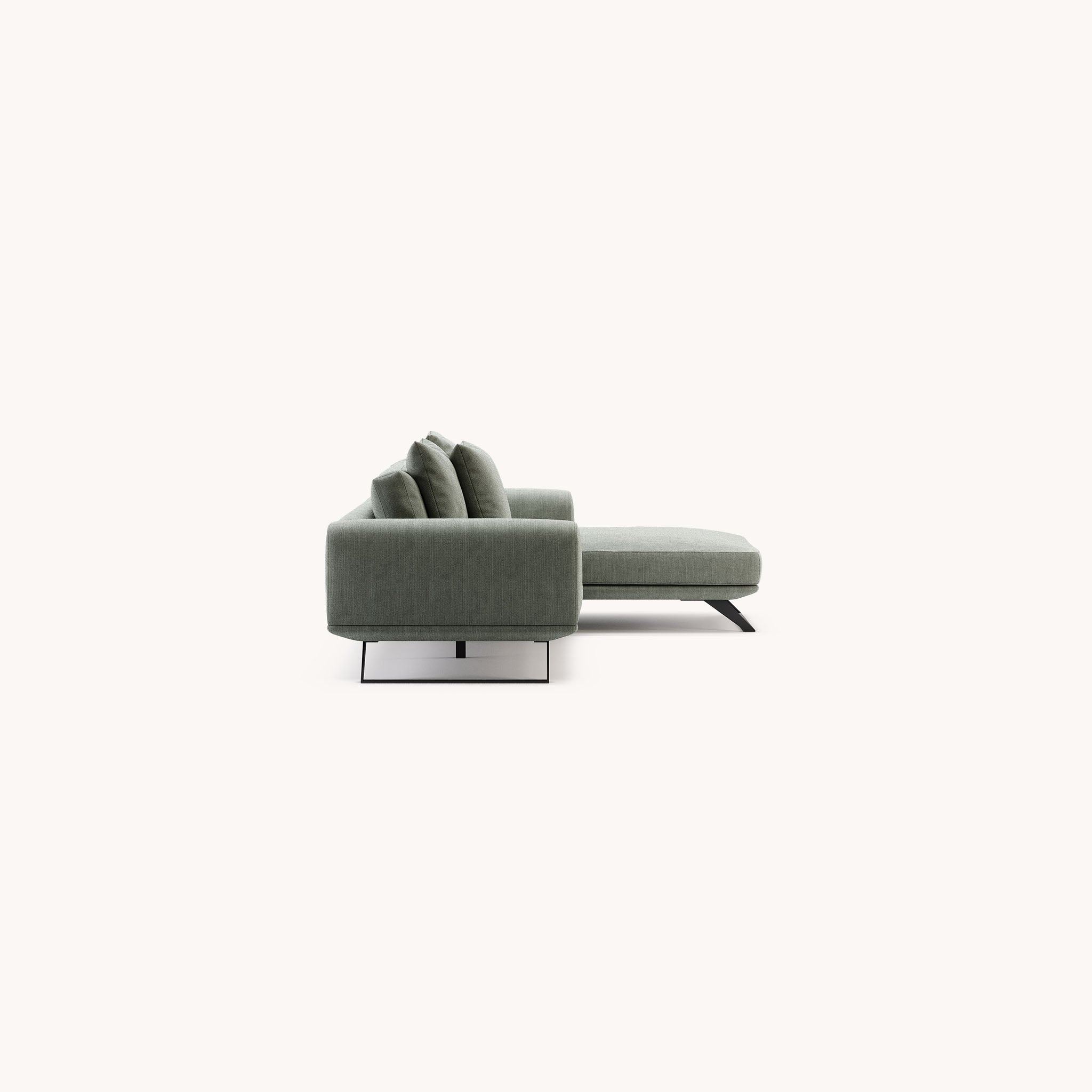 Canapé d'angle 3-4 places en tissu vert amande | Domkapa Aniston
