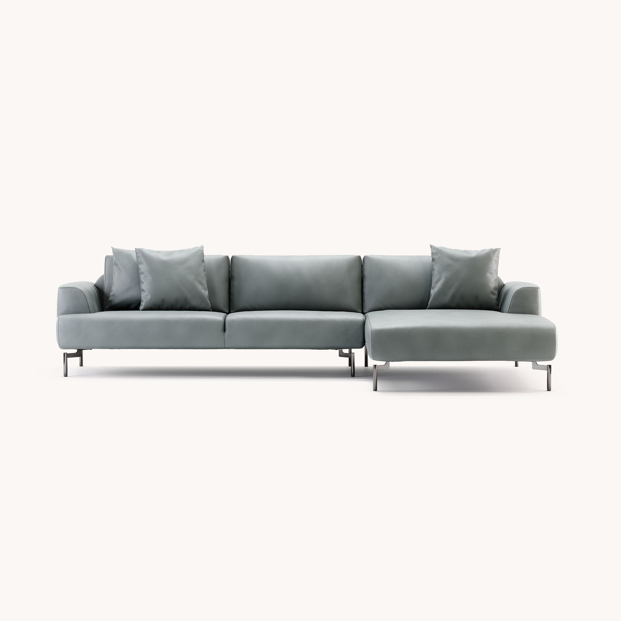 Canapé d'angle en cuir bleu-gris | Domkapa Taìs
